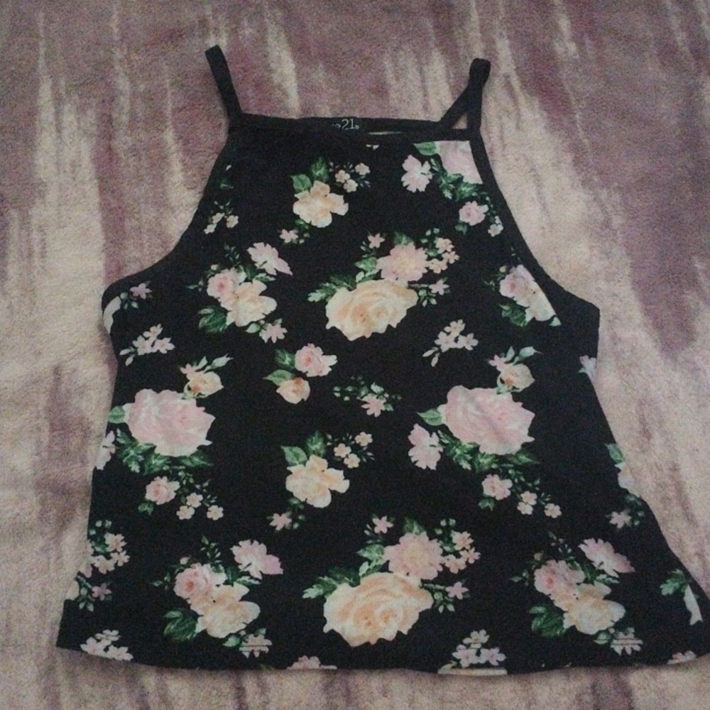 Pink and black rose tank top size medium